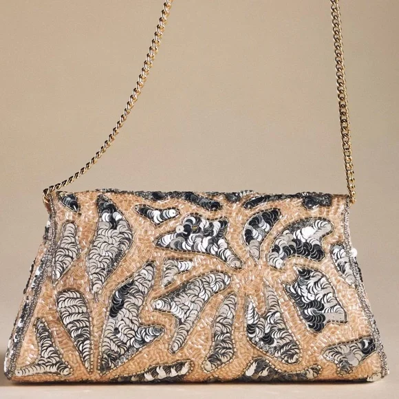 Anthropology Scalloped Sequin Crossbody Clutch - Picture 2 of 7